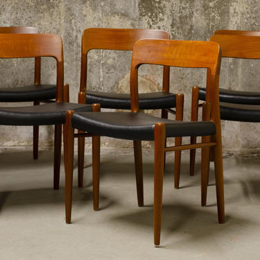 Set of Six Teak Niels Moller 75 Dining Chairs 