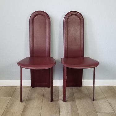 1980s Italian Postmodern Leather Accent Chairs a Pair 