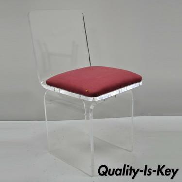 Vtg Thick Lucite Mid Century Modern Waterfall Swivel Vanity Side Chair by Hill