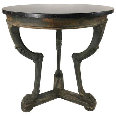 Neoclassical Marble Top Gueridon Side Table with Animal Paw Feet