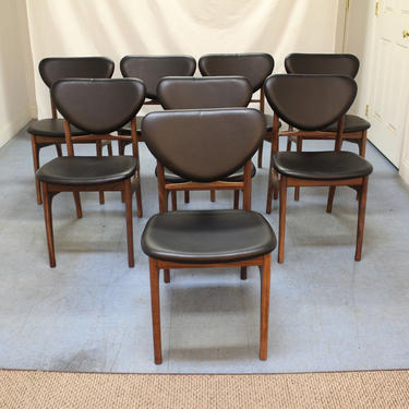 Dining Chairs Danish Modern Vodder Style Walnut Floating Seat Dining Chairs -Set of 8 