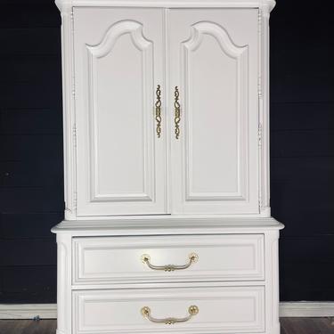 Solid wood armoire wardrobe dresser storage cabinet French Provincial customizable color 