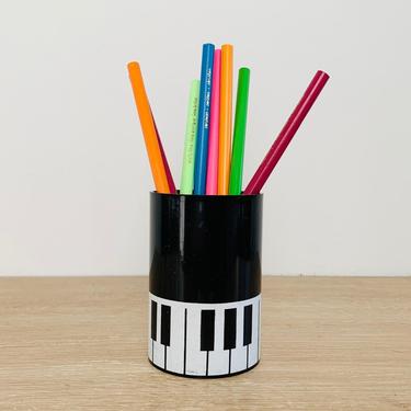 Vintage Piano Keys Plastic Desk Accessories Pencil Cup 