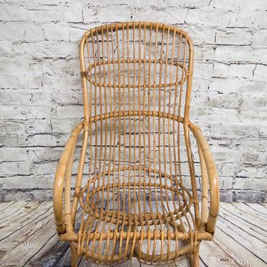 SHIPPING  NOT FREE! Vintage Modern Bamboo Rocking Chair Franco Albini Style/Armchair/Bentwood Rocker 
