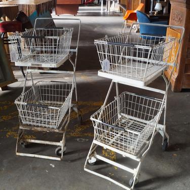Collapsible Metal Cart w 2 Wire Baskets