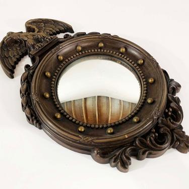 Vintage Homco Eagle Mirror Convex Bullseye Round Circle Porthole Mid-Century Mantique Rustic Federal 1940s 40s 1945 1950s 50s USA 