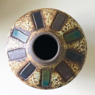 Mini Earthy Weedpot Raku Vase Studio Pottery Signed Art Vintage Mid Century Earth Tones 