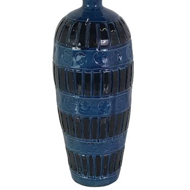 Italian Modern Tall Rimini Blue Vase by Aldo Londi for Fratelli Fanciullacci, Bitossi 1960s