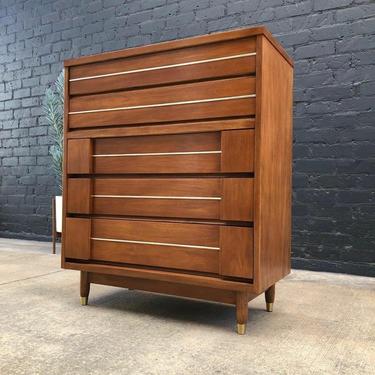 Mid-Century Modern Walnut Highboy Chest of Drawers by United Furniture, c.1960’s 