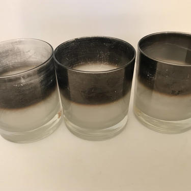 Gorgeous Ombre Silver Fade  Rocks or Whiskey  Glass Tumblers 9 ounce 