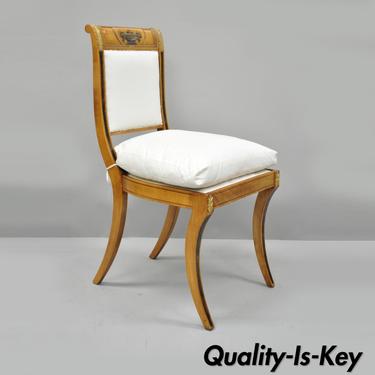 Regency Neoclassical Style Saber Klismos Leg Accent Side Desk Chair Pillow Seat
