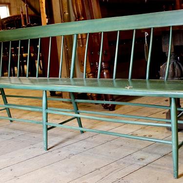 Deacons Bench in Green Paint, Late 1800's