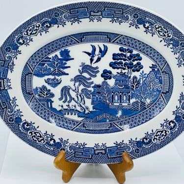 Vintage Platter Woods Ware  BLUE WILLOW Wood &amp; Sons England- 11 3/4&amp;quot; - Chip Free- Unused Condition 