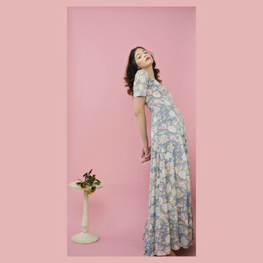 vintage 70s pastel floral maxi dress by FlowerInTheMirror