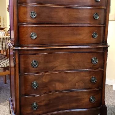 Item #MG4 Vintage Mahogany Chest of Drawers w/ Serepentine Front c.1950s