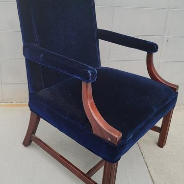 Hickory Chair Company Armchair in Navy Blue Mohair Velvet