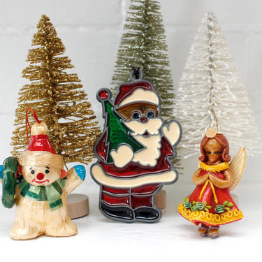 s.a.l.e. Funky Vintage Christmas Ornaments - Santa, Angel &amp; Snowman - Set/3 