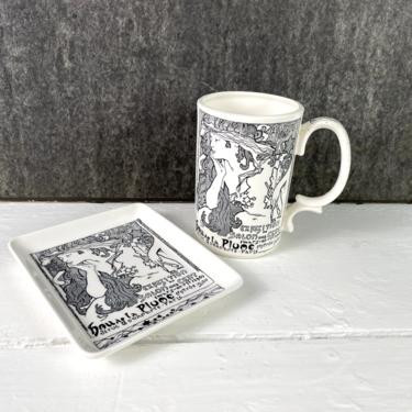 Alphonse Mucha art nouveau mug and plate - Belle Epoque by JSL - 1970s vintage 