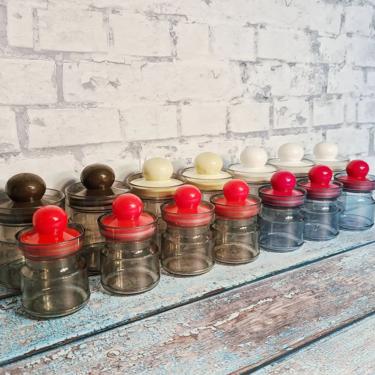 Vintage 1970s Emsa Colorful Spice Jars Storage Jars for Kitchen- Danish Design  - Mod Spice Jars - Red Brown Blue White - Kitchen Organizers 