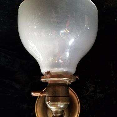 Vintage Brass Sconce with Etched Glass Shade