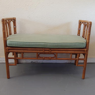 Vintage 1960s Ficks Reed Rattan and Cane Bench 