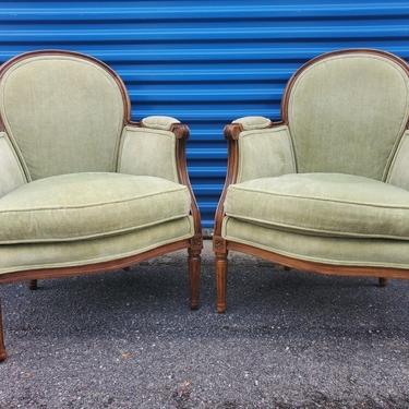Baker Furniture French Provincial Louis XVI Fauteuils Chairs  - Pair