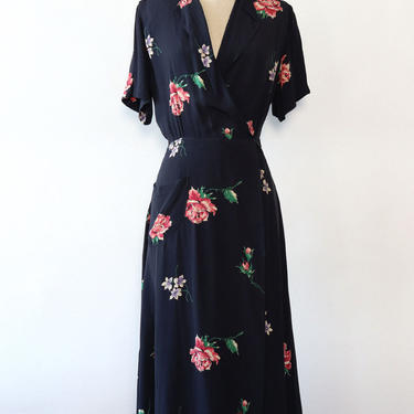 Cold Rayon Midnight Floral Robe M/L