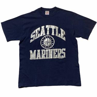 Vintage 1990s SEATTLE MARINERS Logo 7 T-Shirt ~ size M ~ 90s Tee ~ MLB Baseball ~ Jerzees ~ Soft / Worn-In 