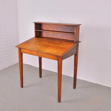 Antique French Farmhouse Style Birch Slant Front Writing Desk or Drafting Table 