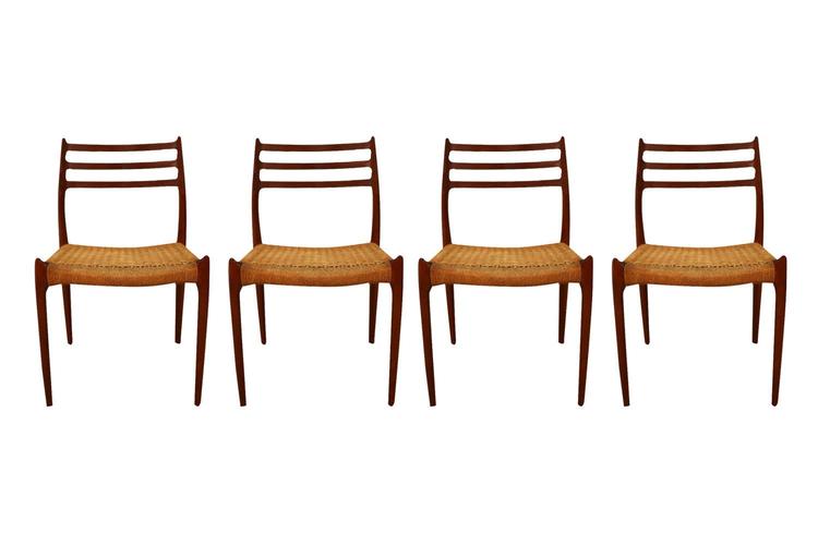 Mid Century Niels Otto Moller Model 78 Teak Dining Chairs 