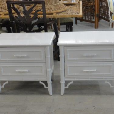 Pair of Lacquered Faux Bamboo Nightstands