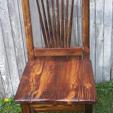 Reclaimed Knotty Pine Rustic Spindle Back Chairs 