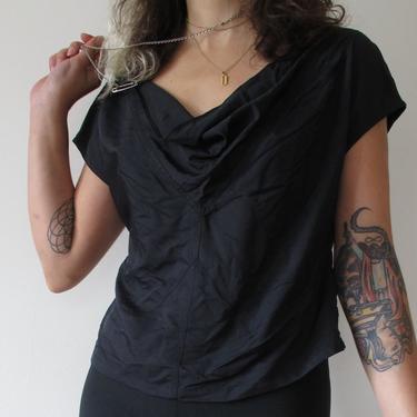 m emporio armani shirt minimalist black shirt made in italy - off shoulder shirt - slouchy neck shirt size 6 medium m 