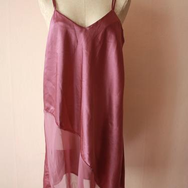 90s Lane Bryant Slip Dress Satin Purple Dusty Rose Sheer Size XL 