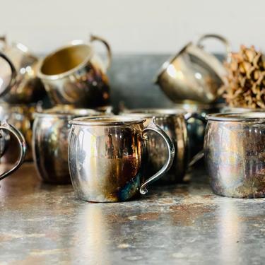 Silver Towle Tea Cups | Small Silver-plated Cups | Vintage Silver | Small Cactus Planters | Antique Silverplate | Tarnished | Shabby Chic 