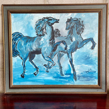 MCM Blue Horses Painting