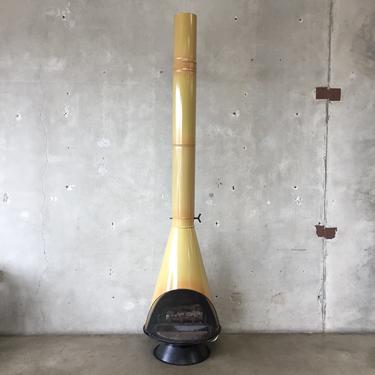 Vintage Mid Century Mustard Yellow Malm &quot;Fire Duke&quot; Fireplace