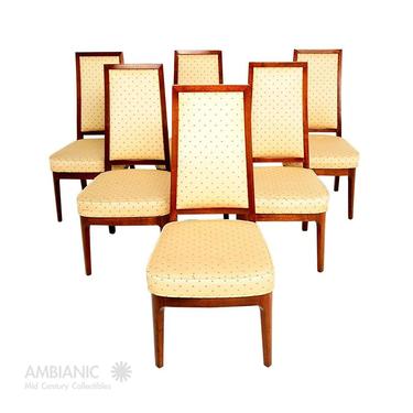 Set of Six Mid-Century Modern Solid Walnut Chairs attributed to DREXEL 