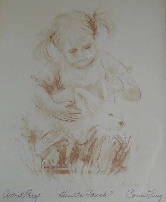 Original Vintage &amp;quot;Gentle Touch&amp;quot; Lithograph by Connie King Signed Limited Edition 