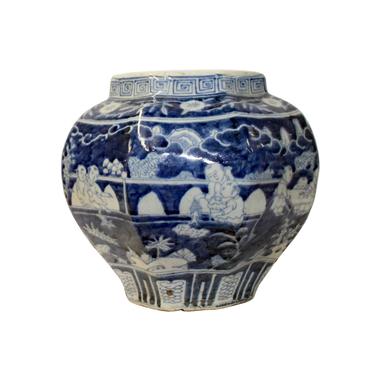 Chinese Blue White Oriental Scenery Porcelain Pot Vase ws863E 