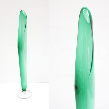 Tall Modernist Art Glass Vase Bud Signed 