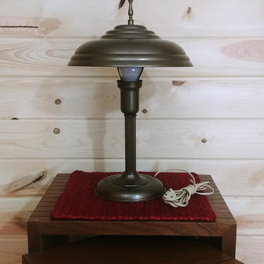 Mid Century Metal Brown Industrial Office Saucer Desk Lamp 