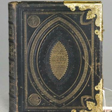 Antique Bible, English Holy Bible with Brass Clasps, Collectible, c.1890, 1800s!