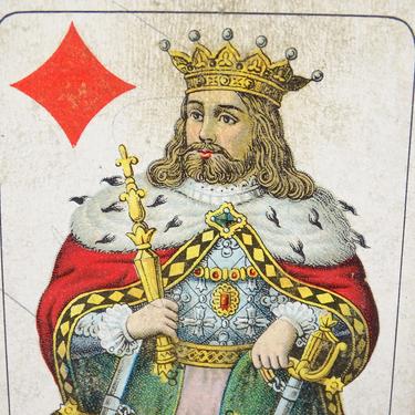 Antique Austrian Antique Playing Card, Piatnik & Söhne Tarot King of Diamonds, Vienna, Vintage Ephemera 
