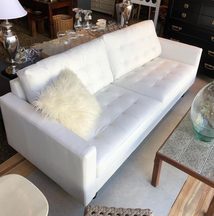 Modern white vinyl couch! $595!