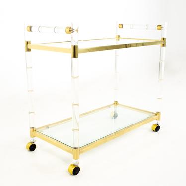 Mid Century Lucite Brass and Glass Bar Cart - mcm 