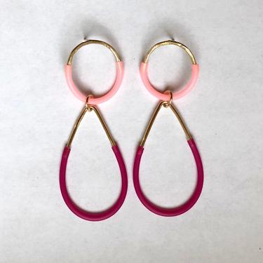 Pink and Magenta Shape Earrings Stud Dangles Geometric Neon Handmade Statement Drops 