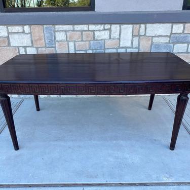 Italian Mid Century Mahogany Dining Table with Greek Key Accents and Hidden Storage Drawers 
