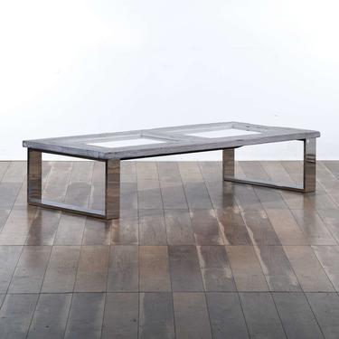 Contemporary Rustic Frame Coffee Table W Mirror Top