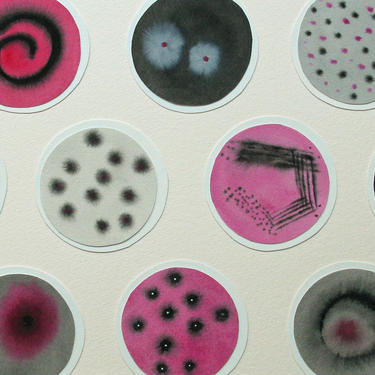 Zone of Resistance 3 - original watercolor collage - petri dishes 